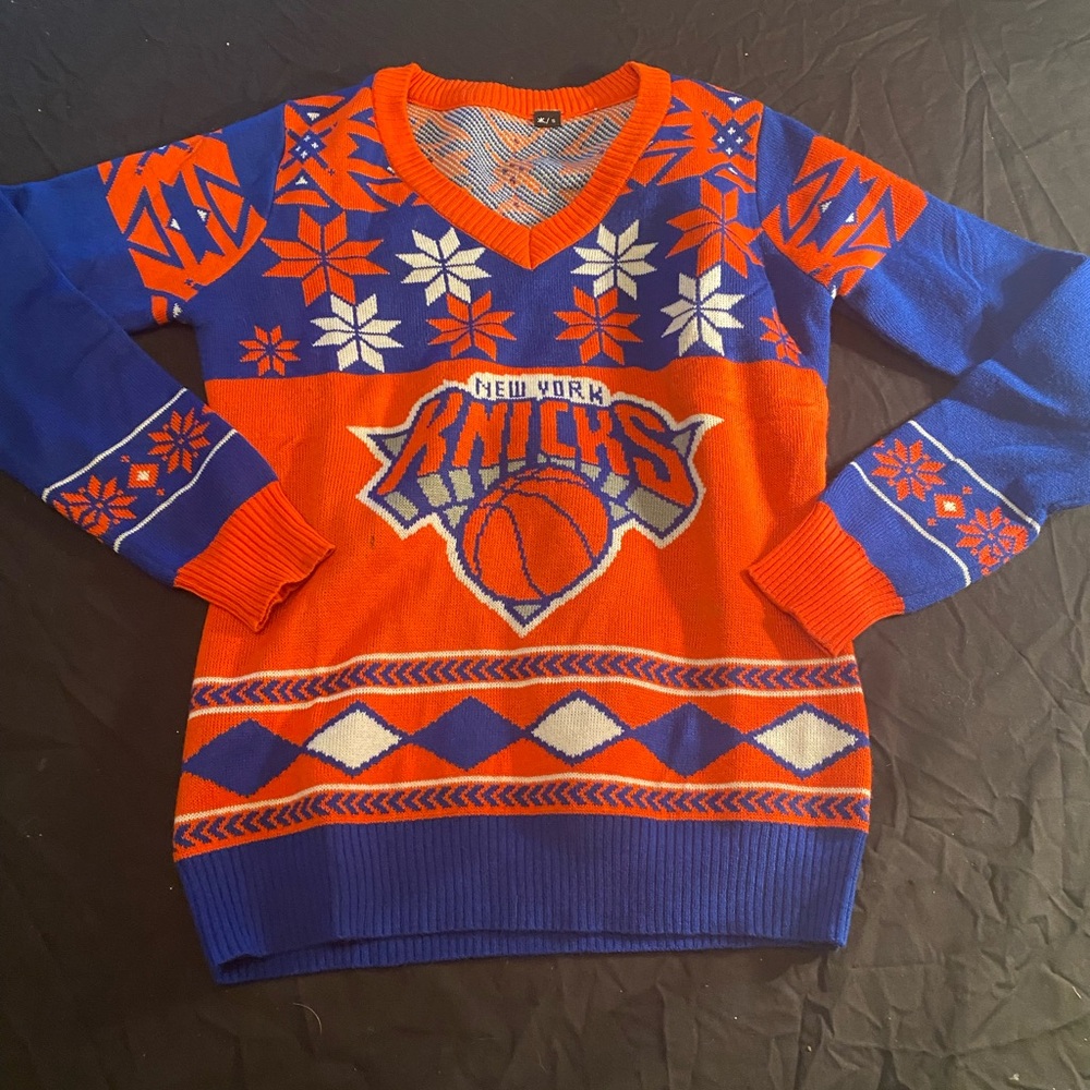 Orange & Blue New York Knicks V-Neck Sweater